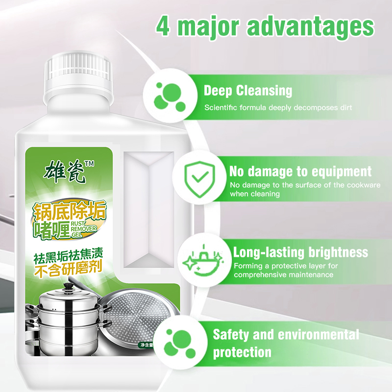 How do the antibacterial agents in pot descaling gel prevent microbial contamination and deterioration during long-term storage?